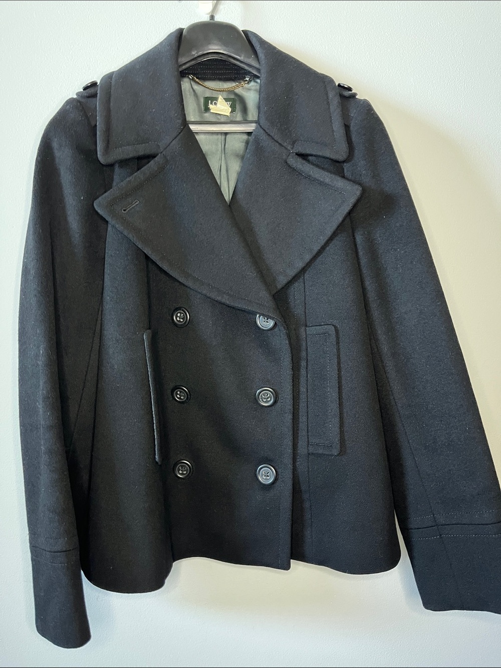 J. Crew black double-breasted wool peacoat